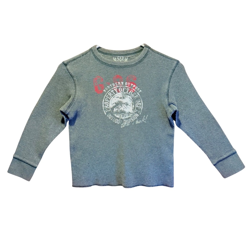 Gap Kids Outdoor Waffle Knit Thermal Shirt Charcoal Gray Youth Small 100% Cotton